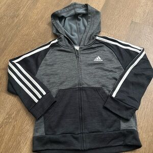 Adidas Kids Charcoal and Black Zip Hoodie